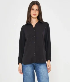 Camicia con strass frontali
