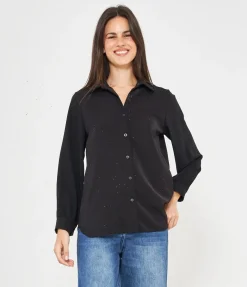 Camicia con strass frontali