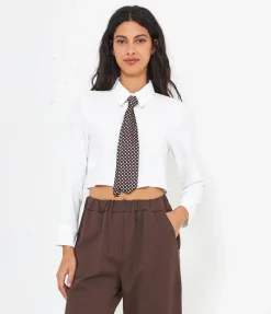 Camicia crop con cravatta