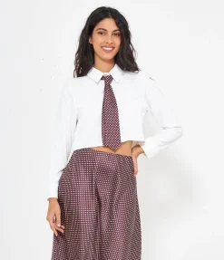 Camicia crop con cravatta