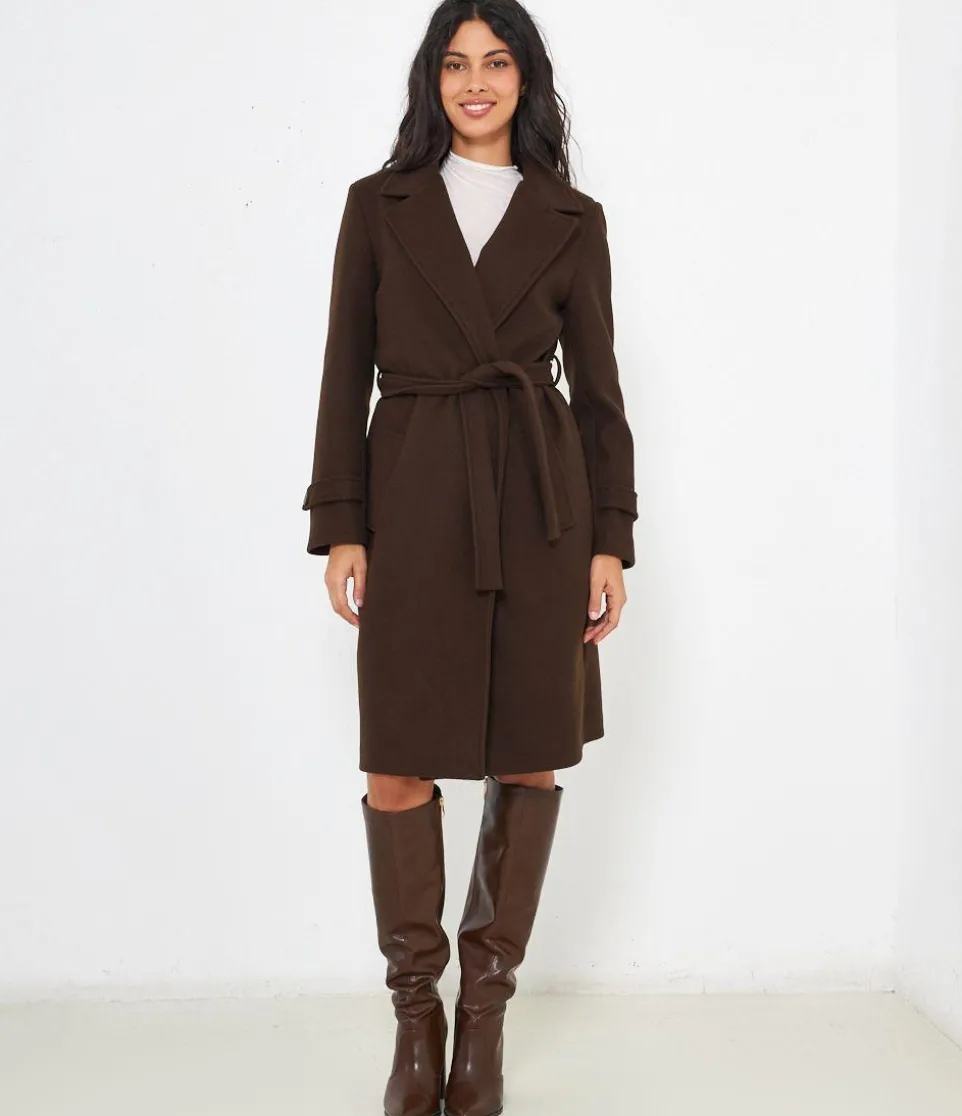 Cappotto midi con cintura