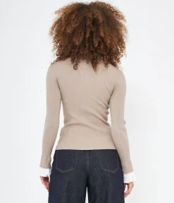 Maglia con camicia plissè