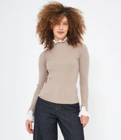 Maglia con camicia plissè