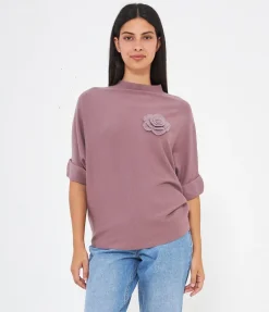 Maglia con fiore ricamato