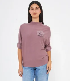 Maglia con fiore ricamato