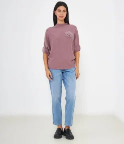 Maglia con fiore ricamato