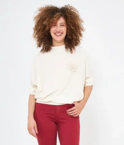 Maglia con fiore ricamato