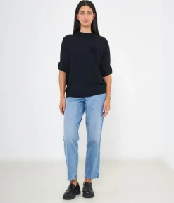 Maglia con fiore ricamato