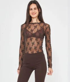 Maglia in microrete ricamata