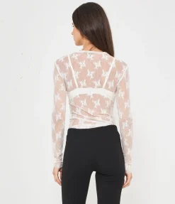 Maglia in microrete ricamata