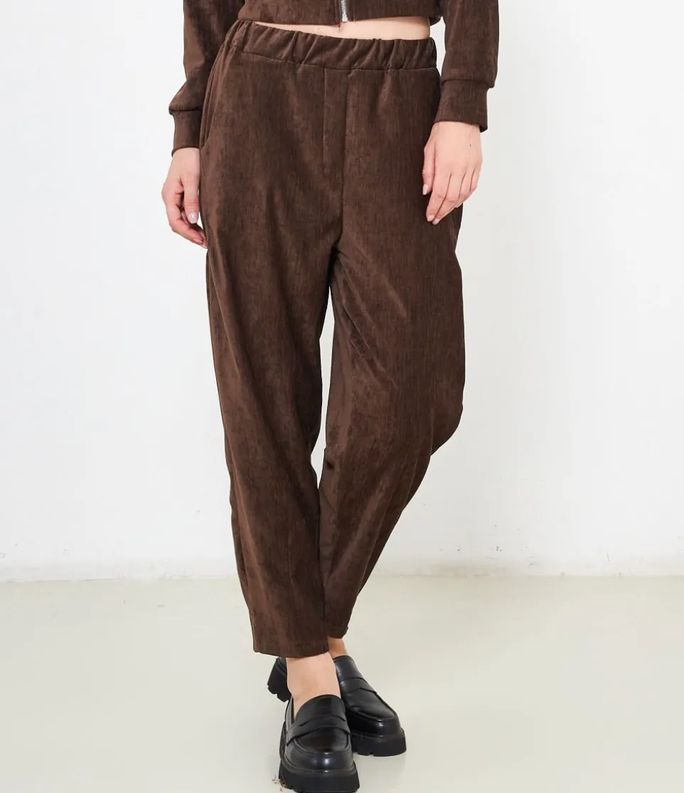 Pantaloni effetto camoscio