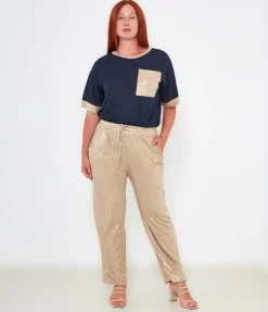 Pantaloni effetto laminato
