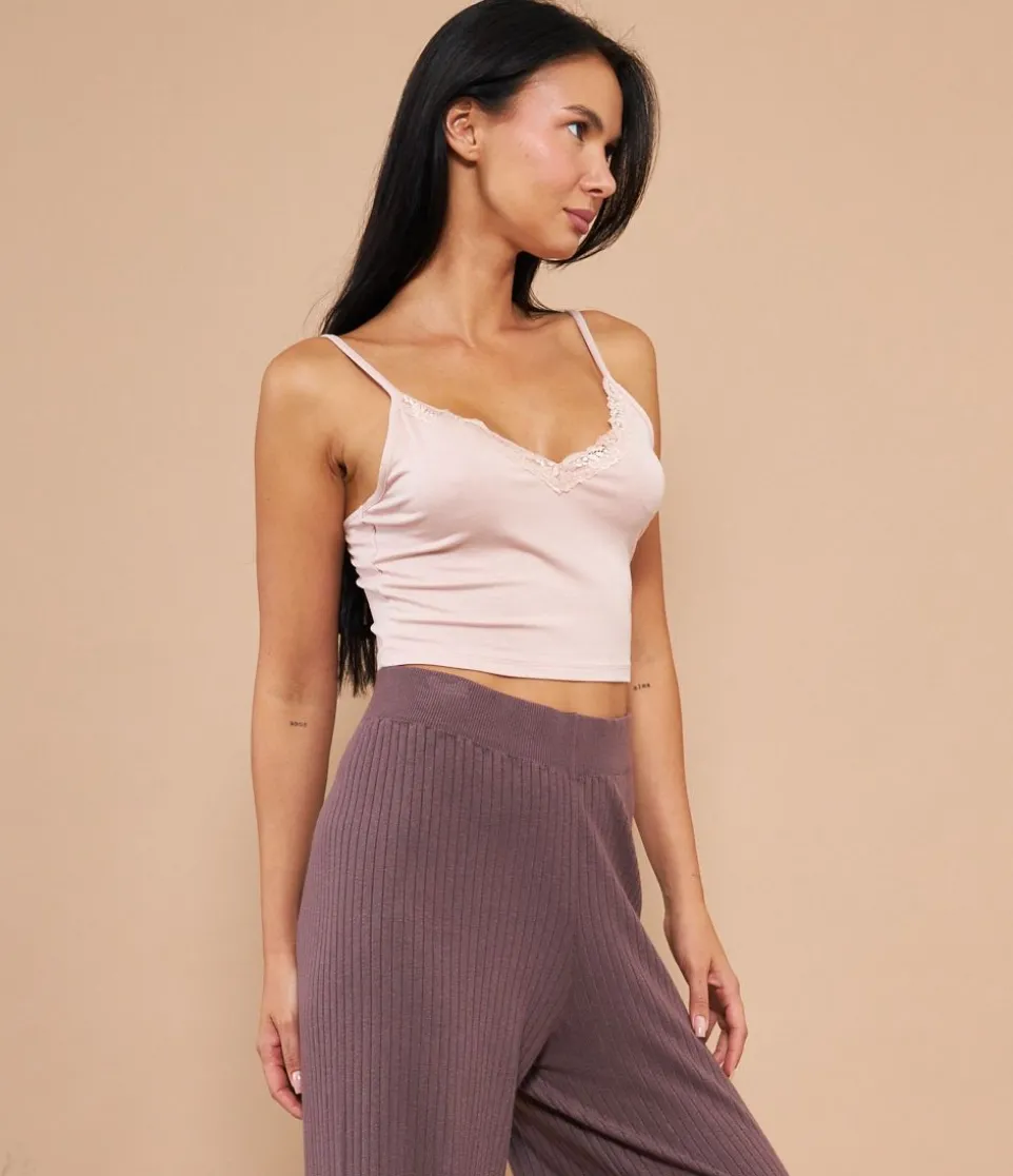 Top crop con pizzo
